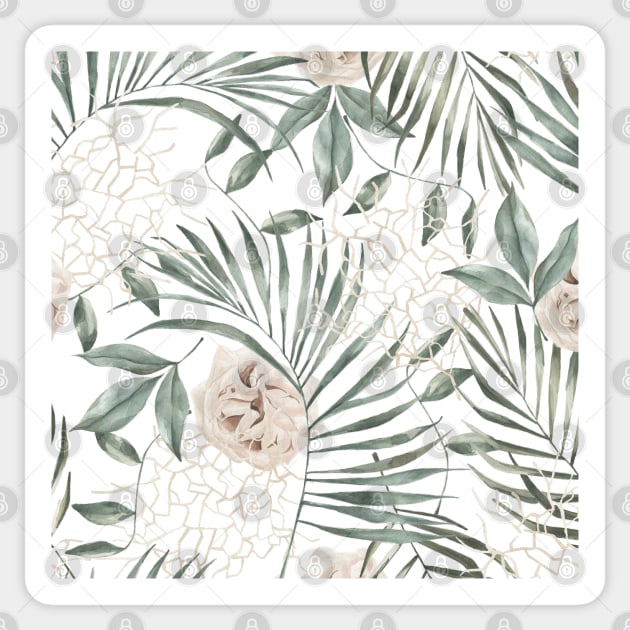 Roses and Leaves Pattern Sticker by NJORDUR